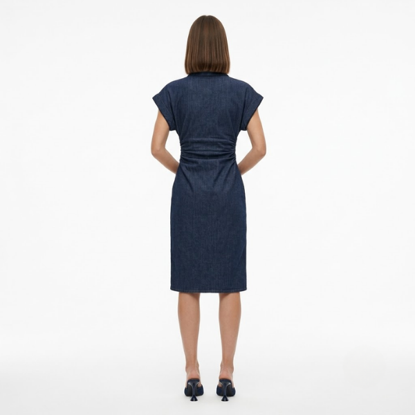 Ruched Midi Shirt Dress