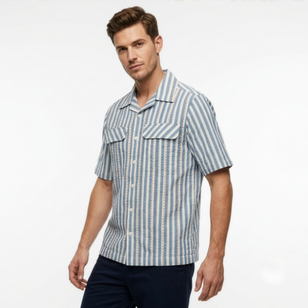 Striped Shirt With Kantha Detail