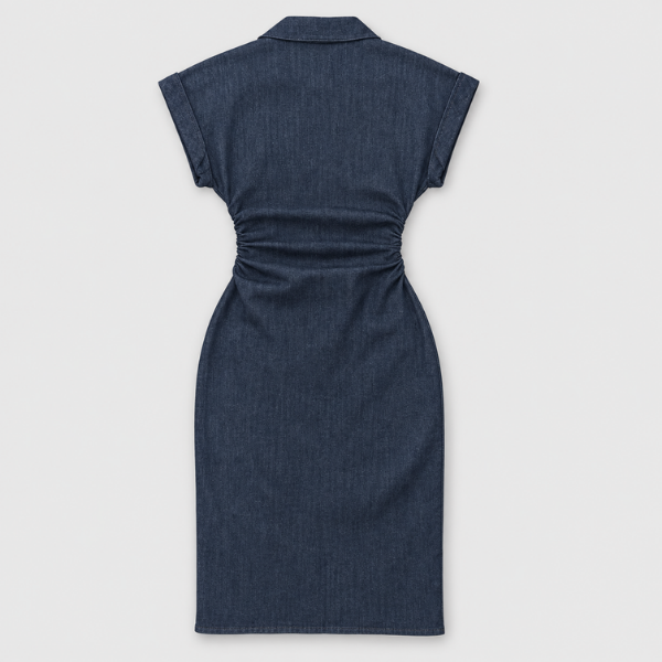 Ruched Midi Shirt Dress
