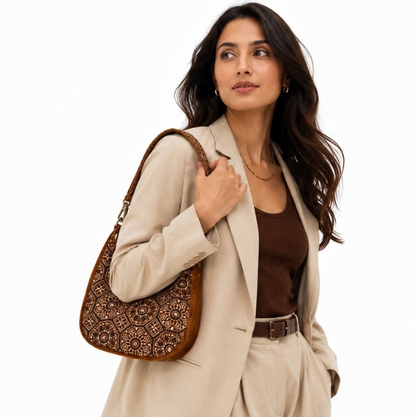 Ajrakh Shoulder Bag Brown