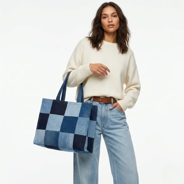 Denim Patchwork tote - Large