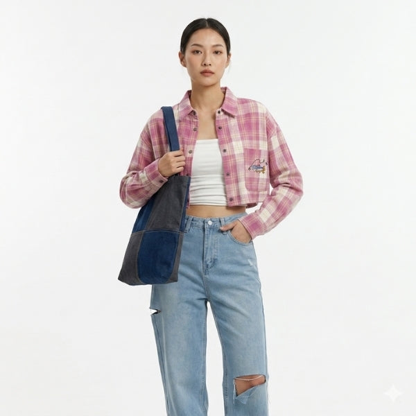 Denim Patchwork Tote - Small
