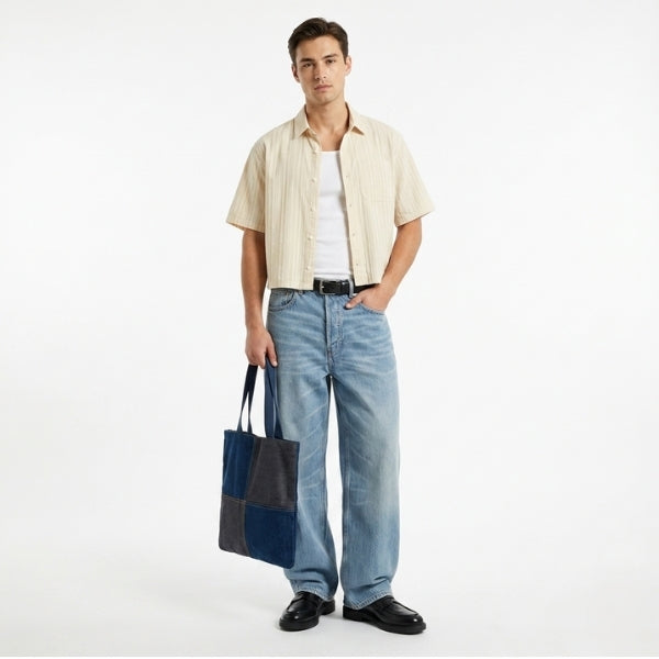 Denim Patchwork Tote - Small
