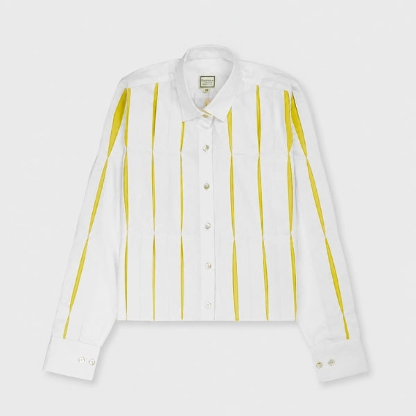 Cropped Pleated Shirt Yellow