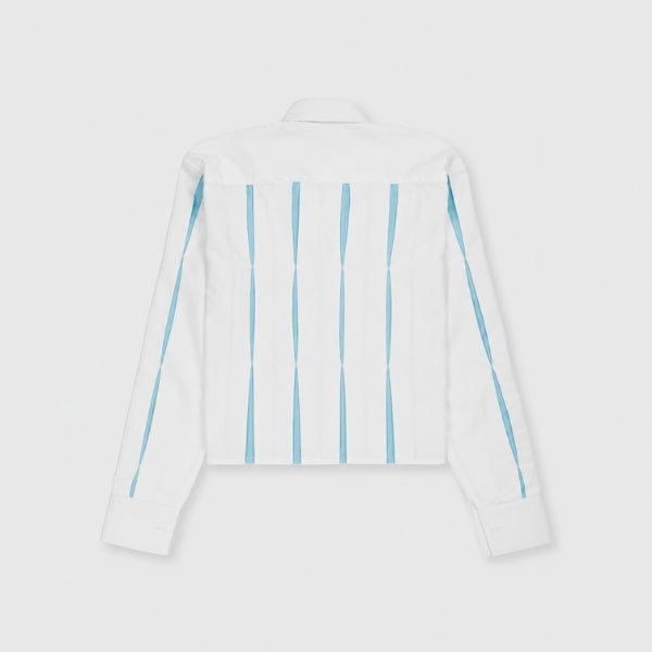 Cropped Pleated Shirt Blue