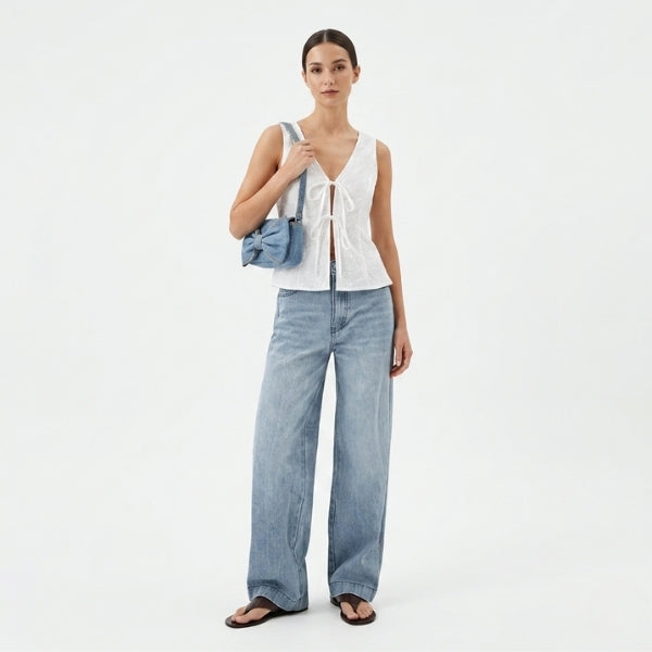 Denim Bow Bag Light Blue