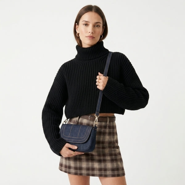Denim Sling Bag Dark Blue