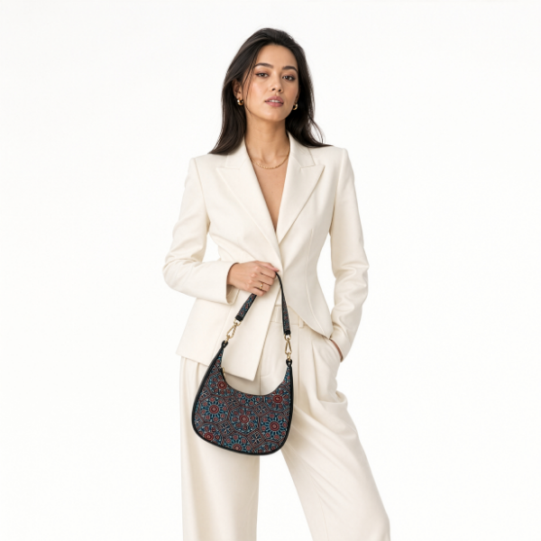 Ajrakh Shoulder Bag Blue & Black