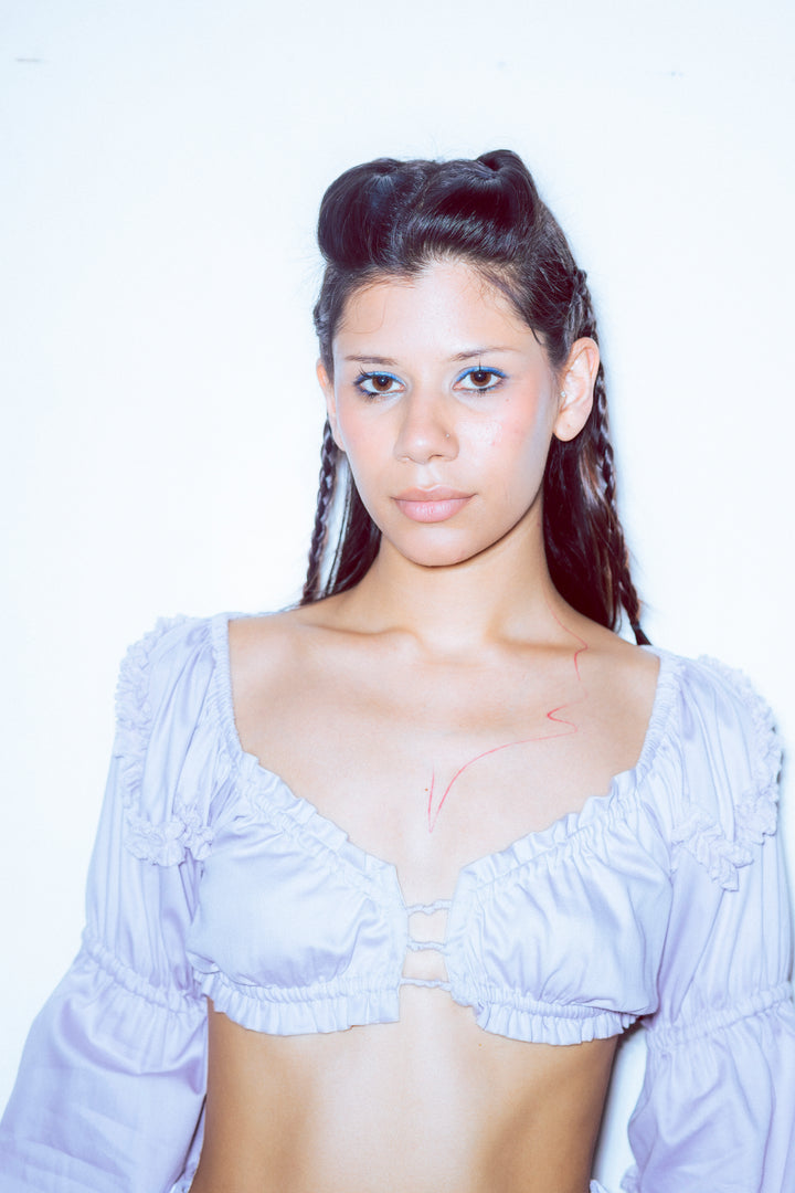 Peasant Crop Top Lilac