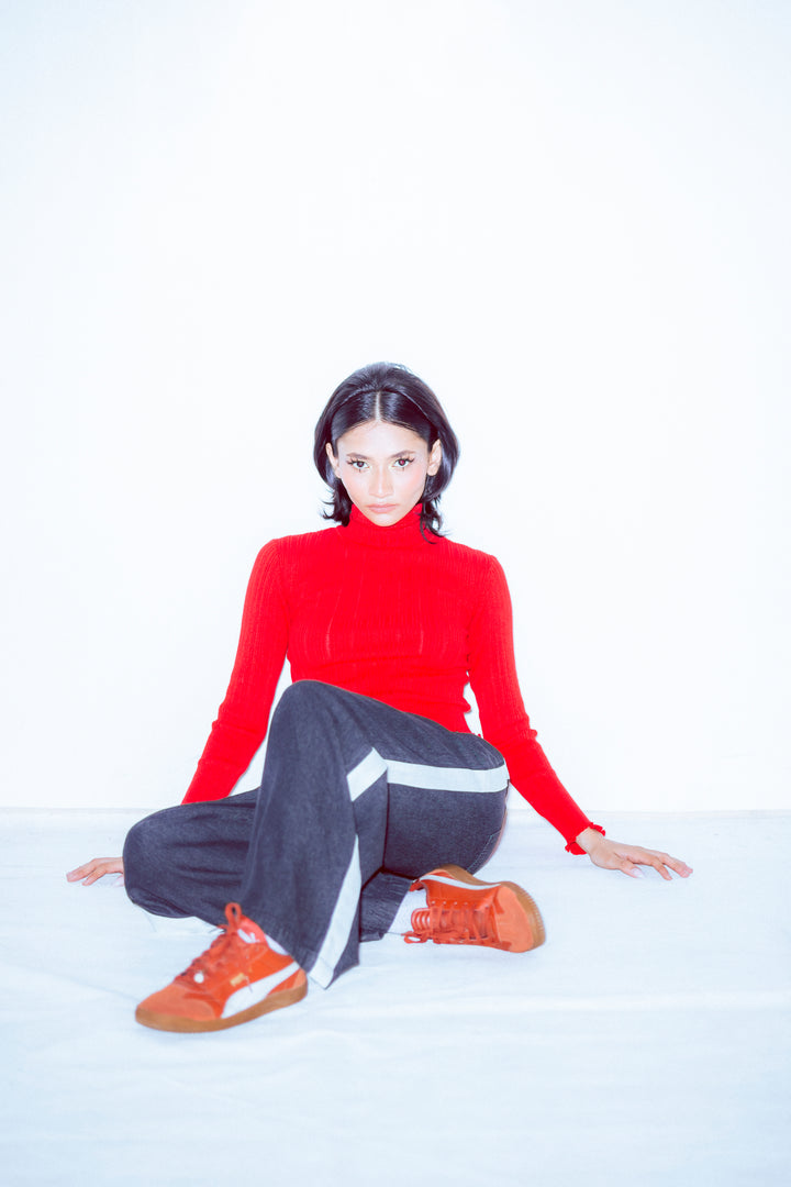 Flowy Denim with Side Stripe Detail