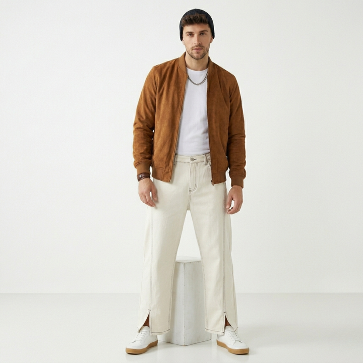 Ecru Wide Leg Jeans