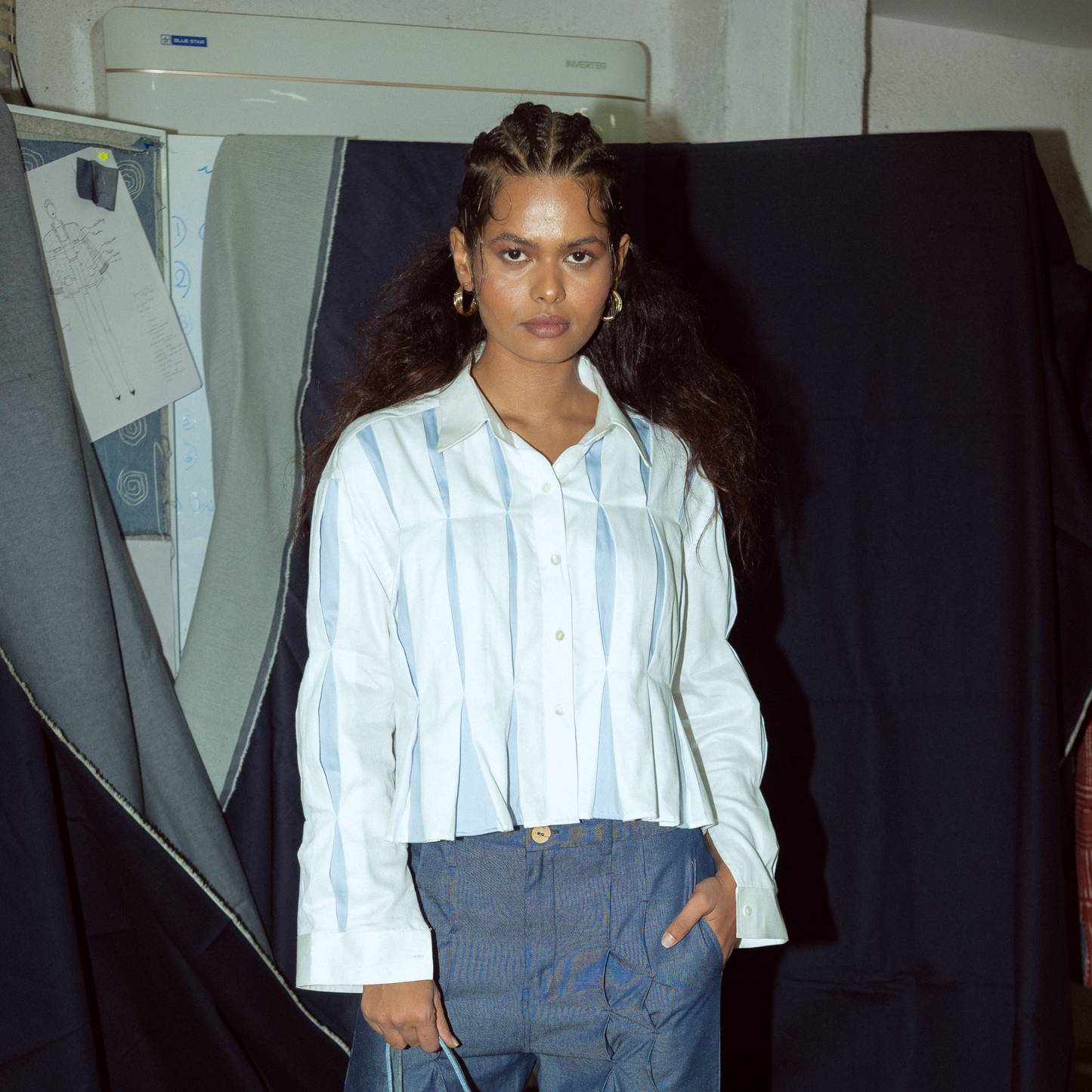 Pleated Crop Shirt