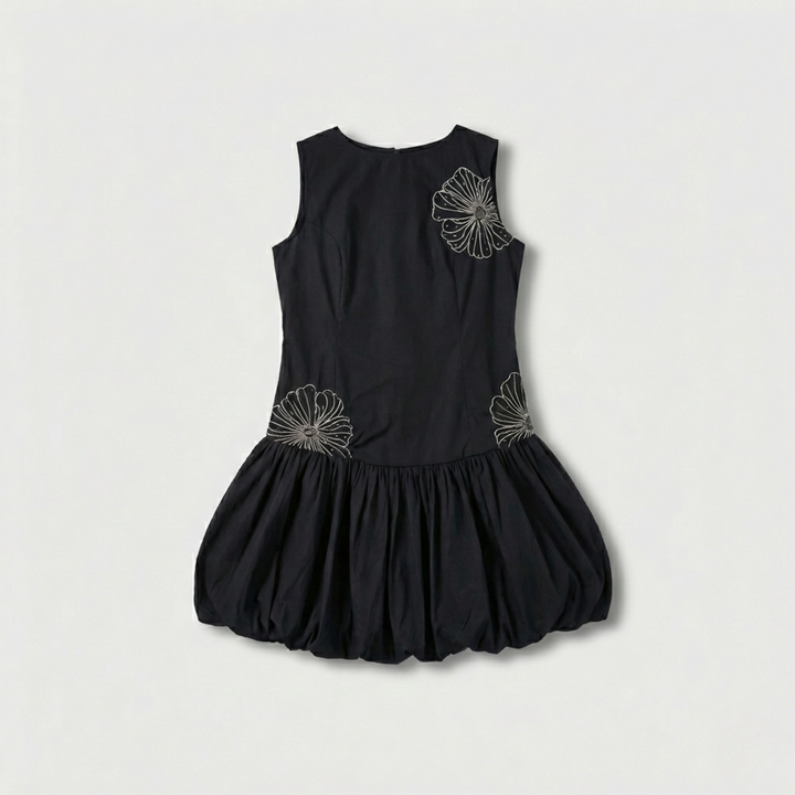Black Bubble Hem Mini Dress
