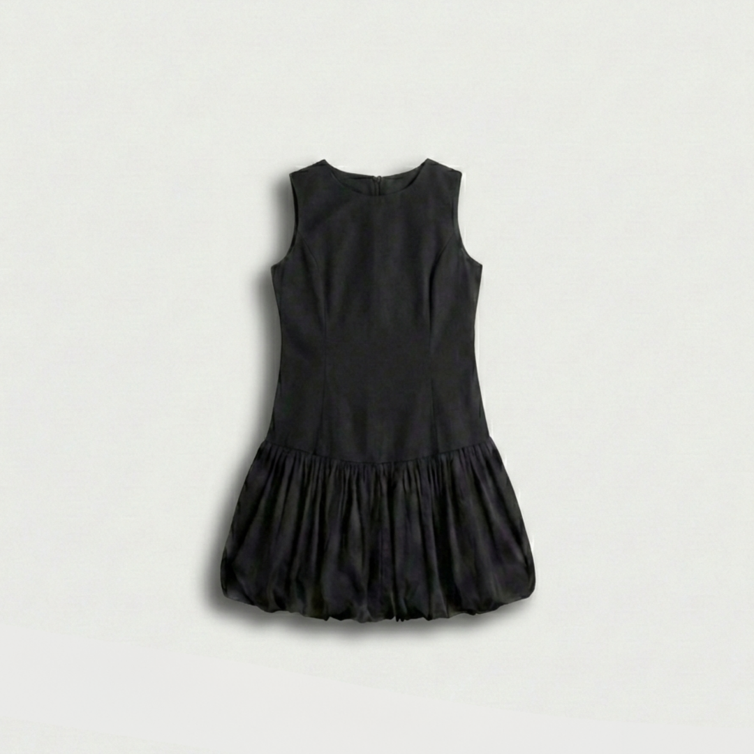 Black Bubble Hem Mini Dress