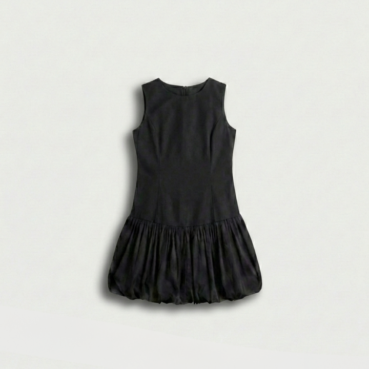 Black Bubble Hem Mini Dress