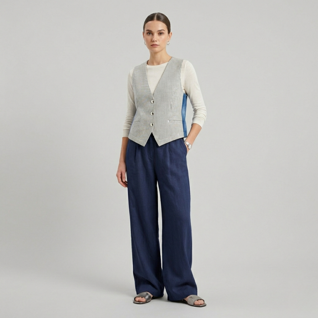 Denim Panel Tailored Waistcoat