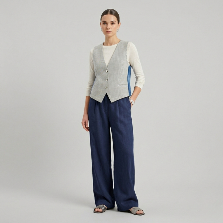 Denim Panel Tailored Waistcoat