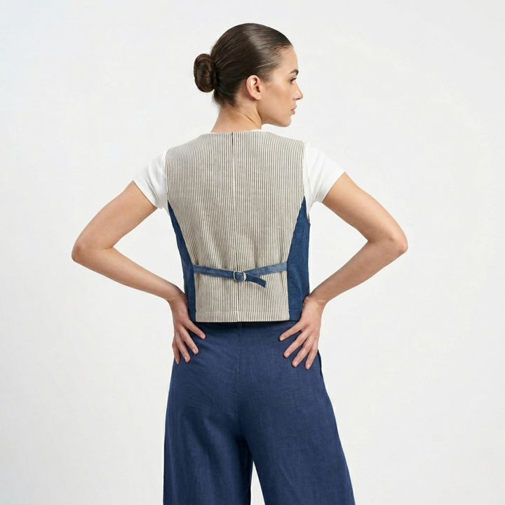 Denim Panel Tailored Waistcoat
