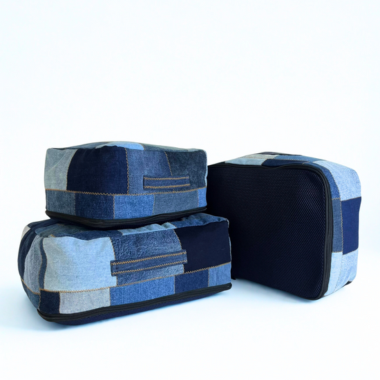 Patchwork Denim Travel Cube