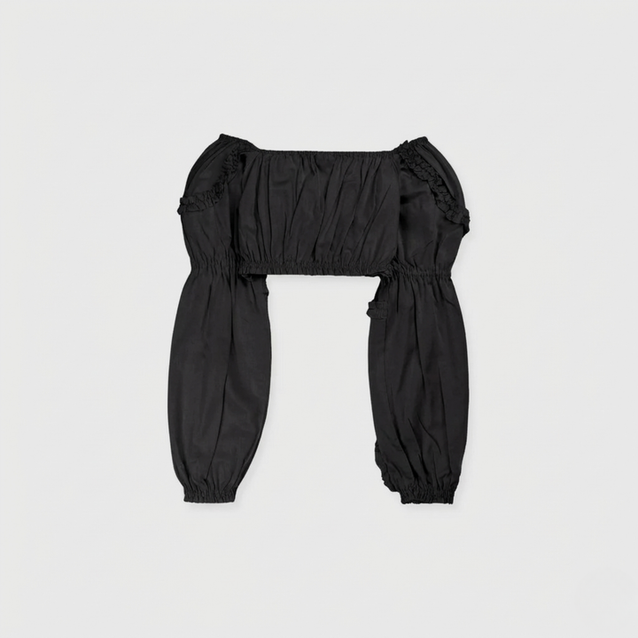 Peasant Crop Top Black