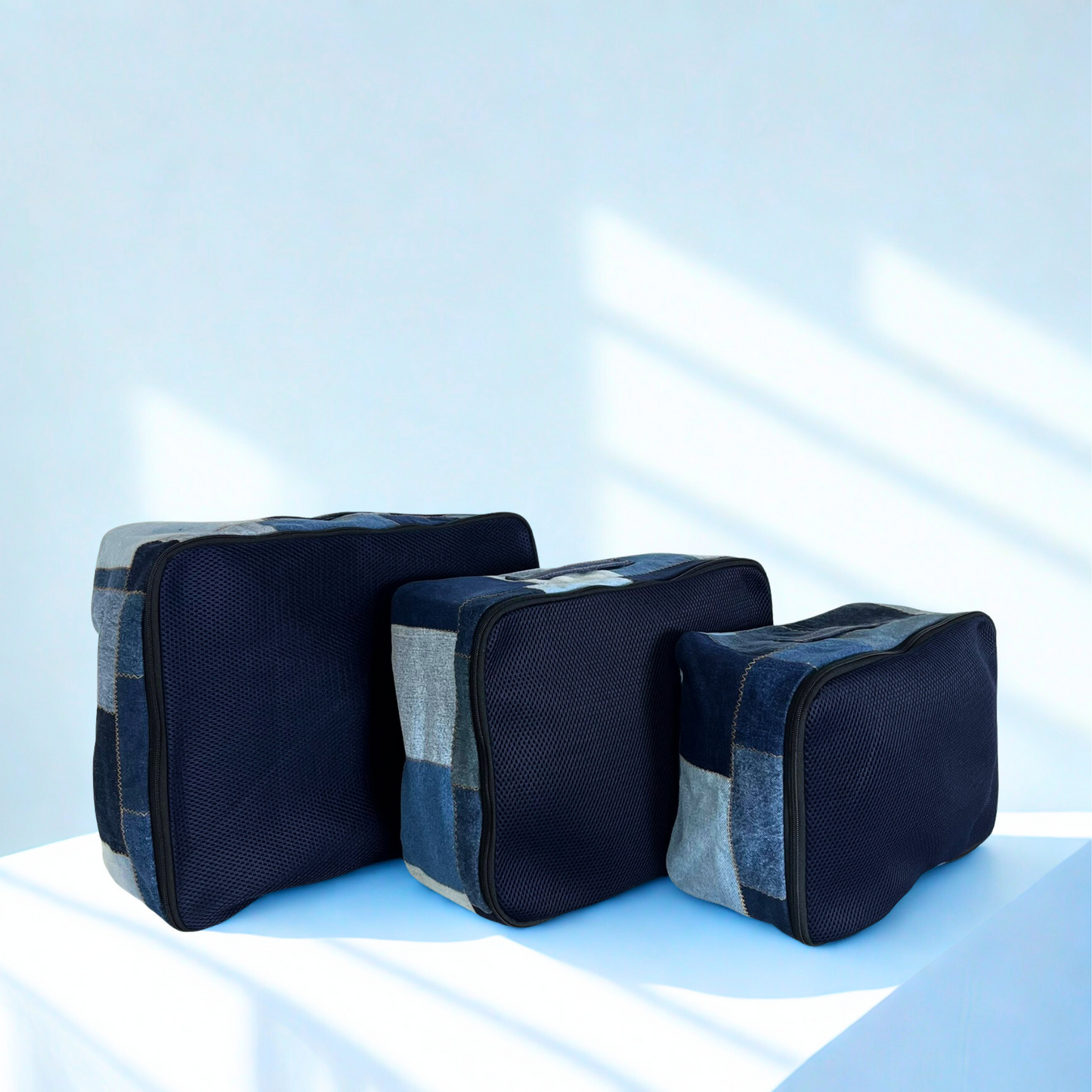 Patchwork Denim Travel Cube