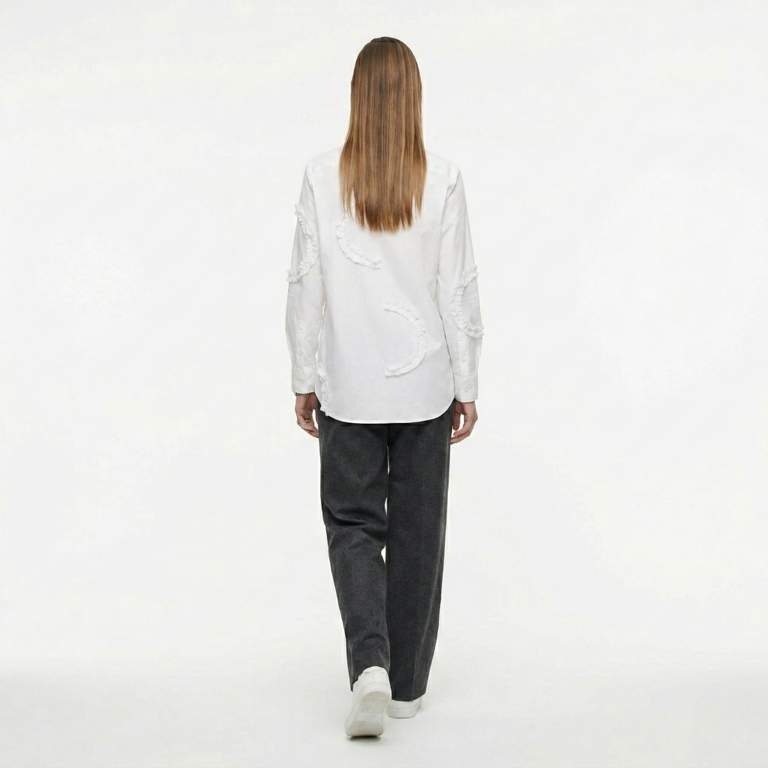 White Frill Detail Long Shirt