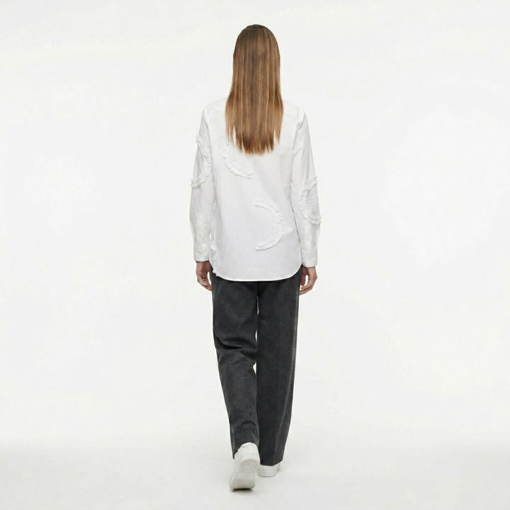 White Frill Detail Long Shirt