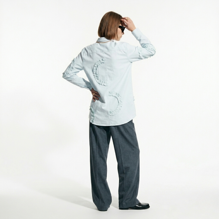 Frill Detail Long Shirt Mint