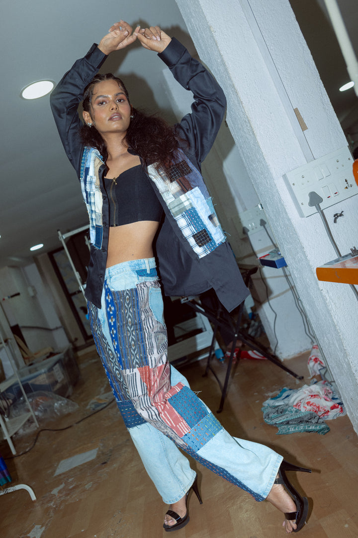 Patchwork Denim Trouser
