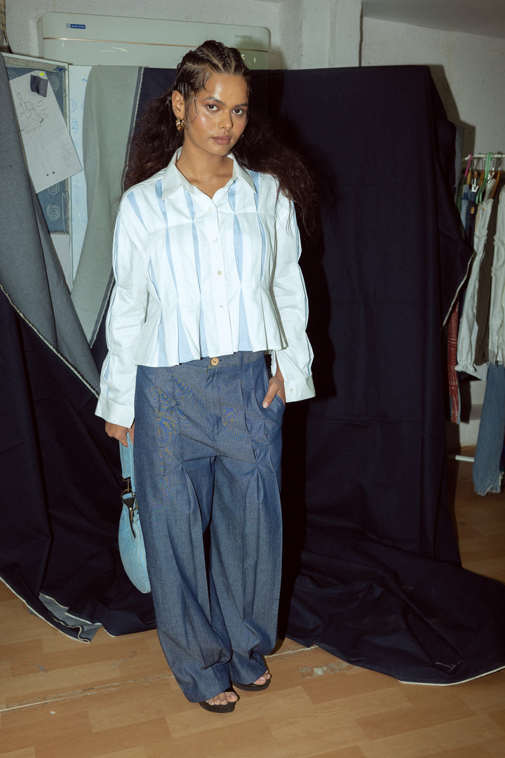 Cropped Pleated Shirt
