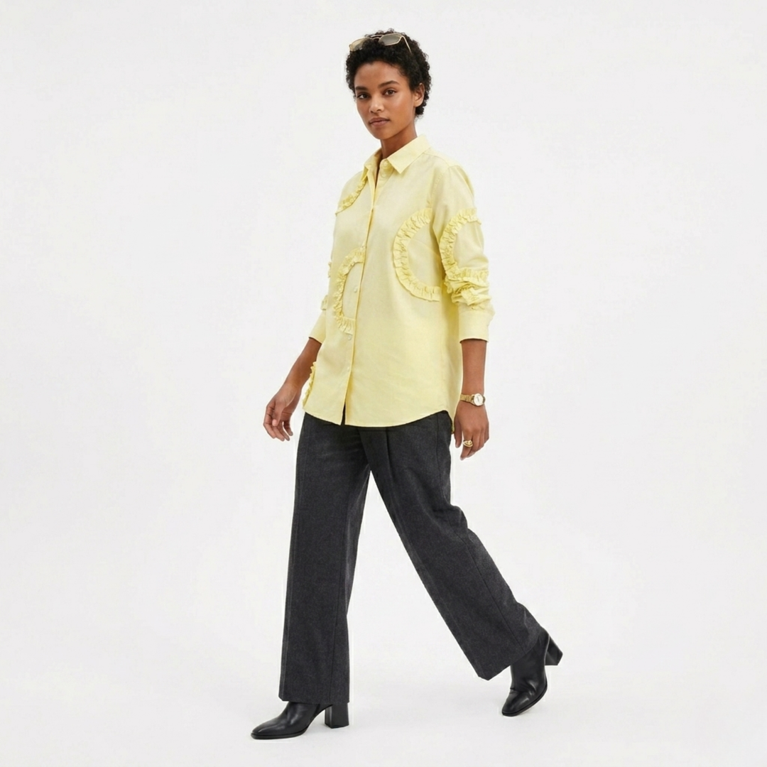 Frill Detail Long Shirt Yellow