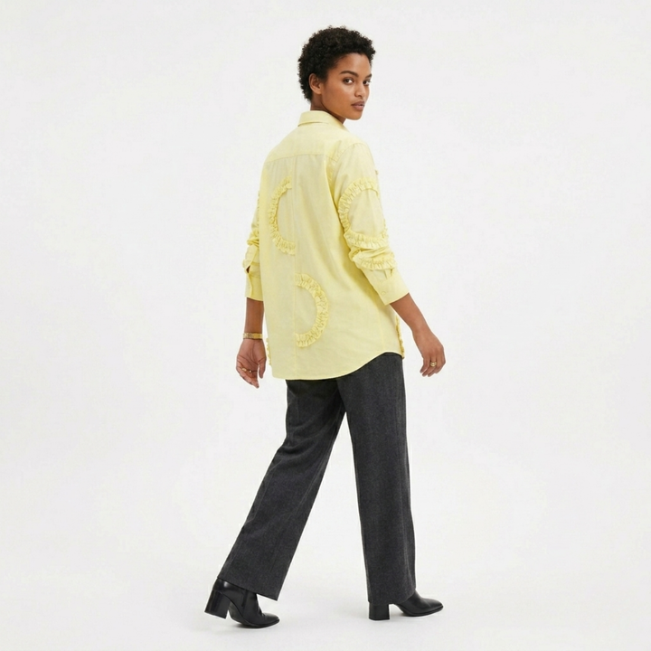 Frill Detail Long Shirt Yellow