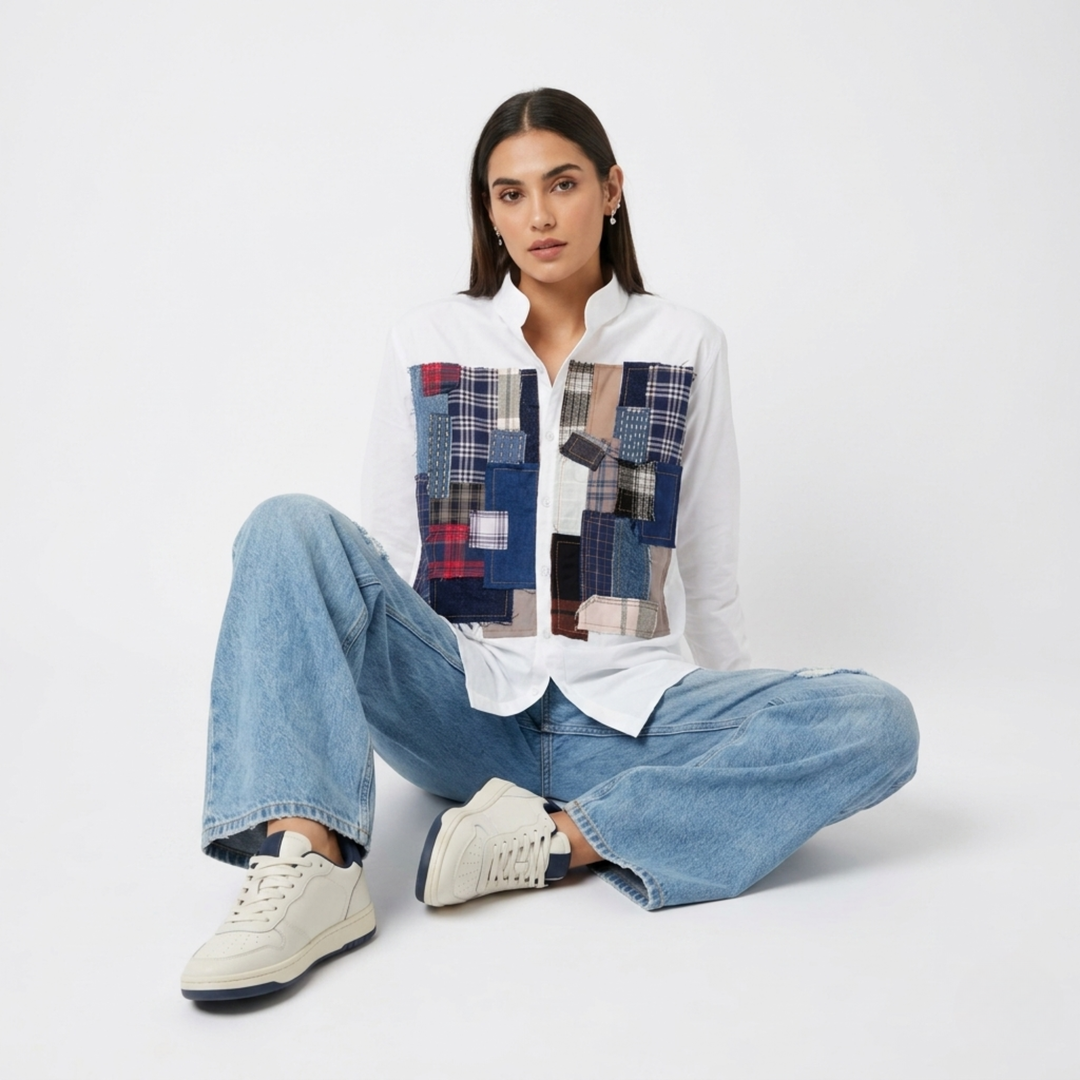 Kantha Patchwork Shirt White