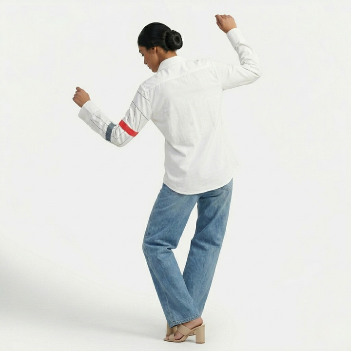 White Embroidery Mosaic Shirt