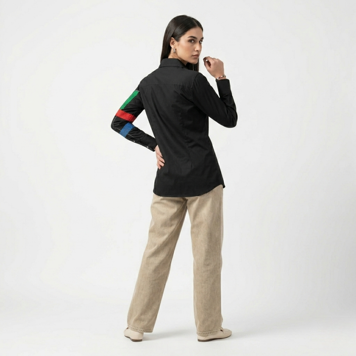 Black Embroidery Mosaic Shirt