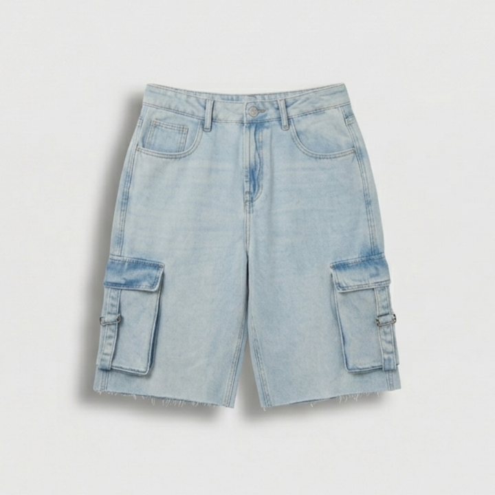 Bleached Blue Cargo Shorts