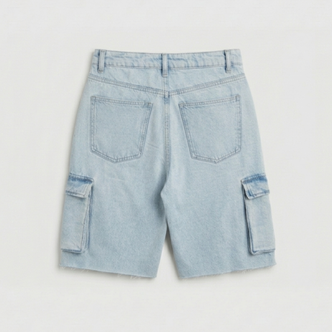 Bleached Blue Cargo Shorts