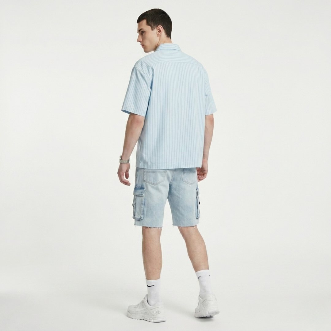 Bleached Blue Cargo Shorts
