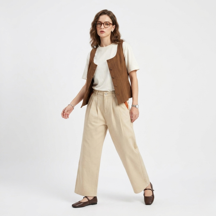80's trouser with embroidered detail