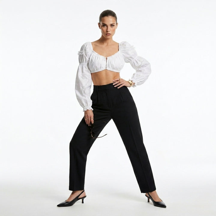 Peasant Crop Top White