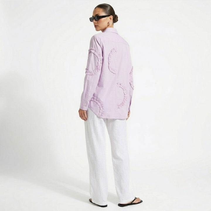 Frill Detail Long Shirt Lilac
