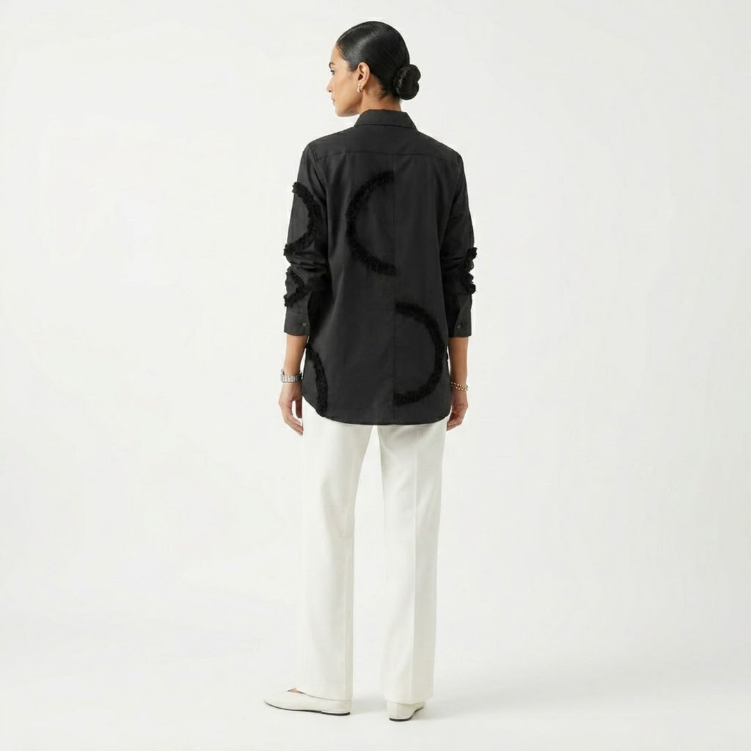 Black Frill Detail Long Shirt