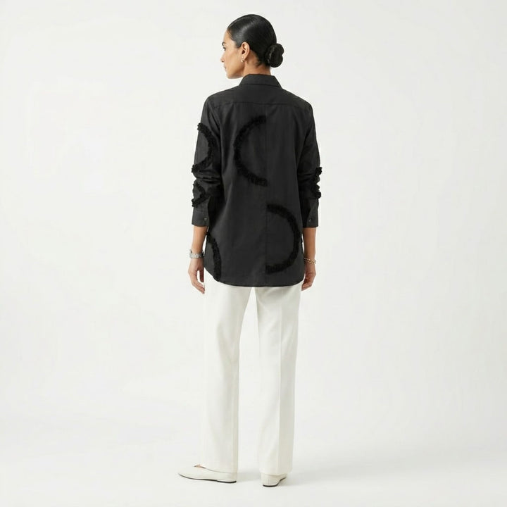 Black Frill Detail Long Shirt