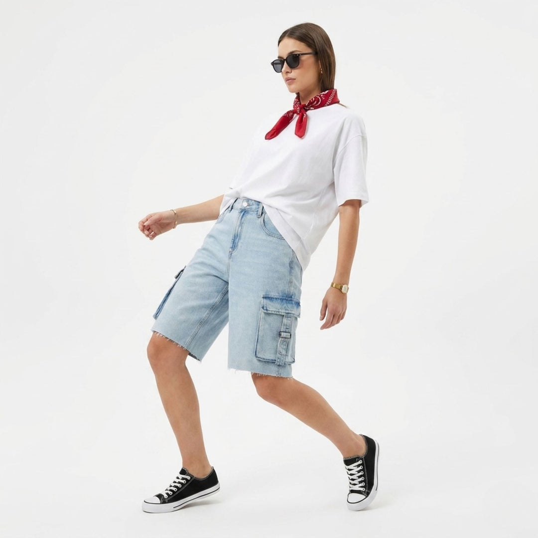Bleached Blue Cargo Shorts