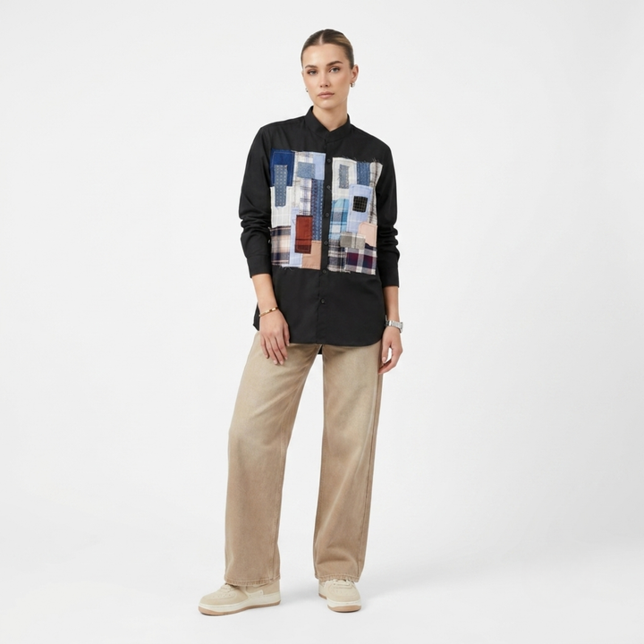Kantha Patchwork Shirt Black