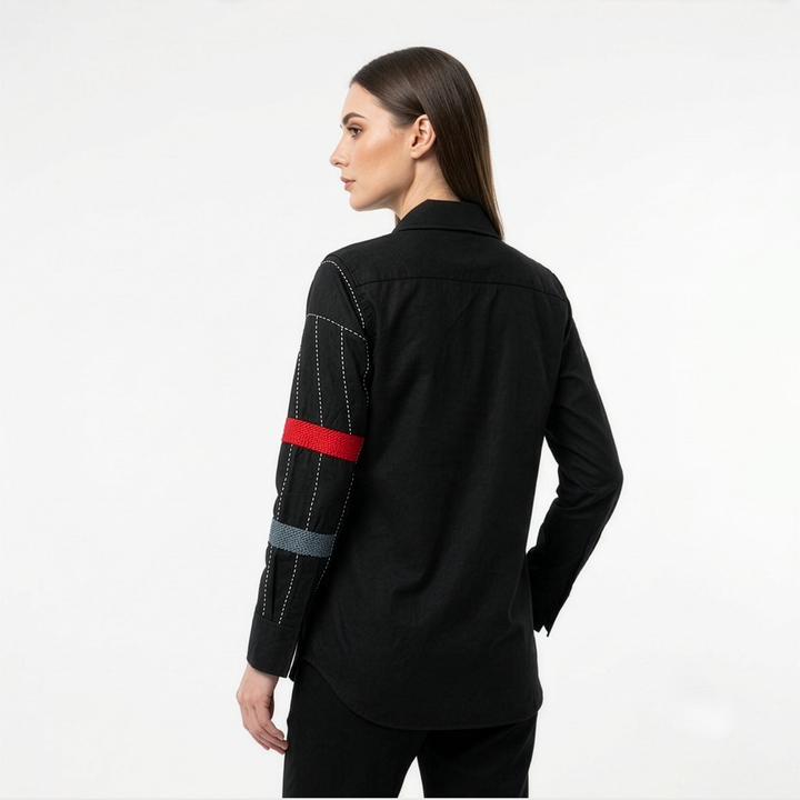 Black Embroidery Mosaic Shirt
