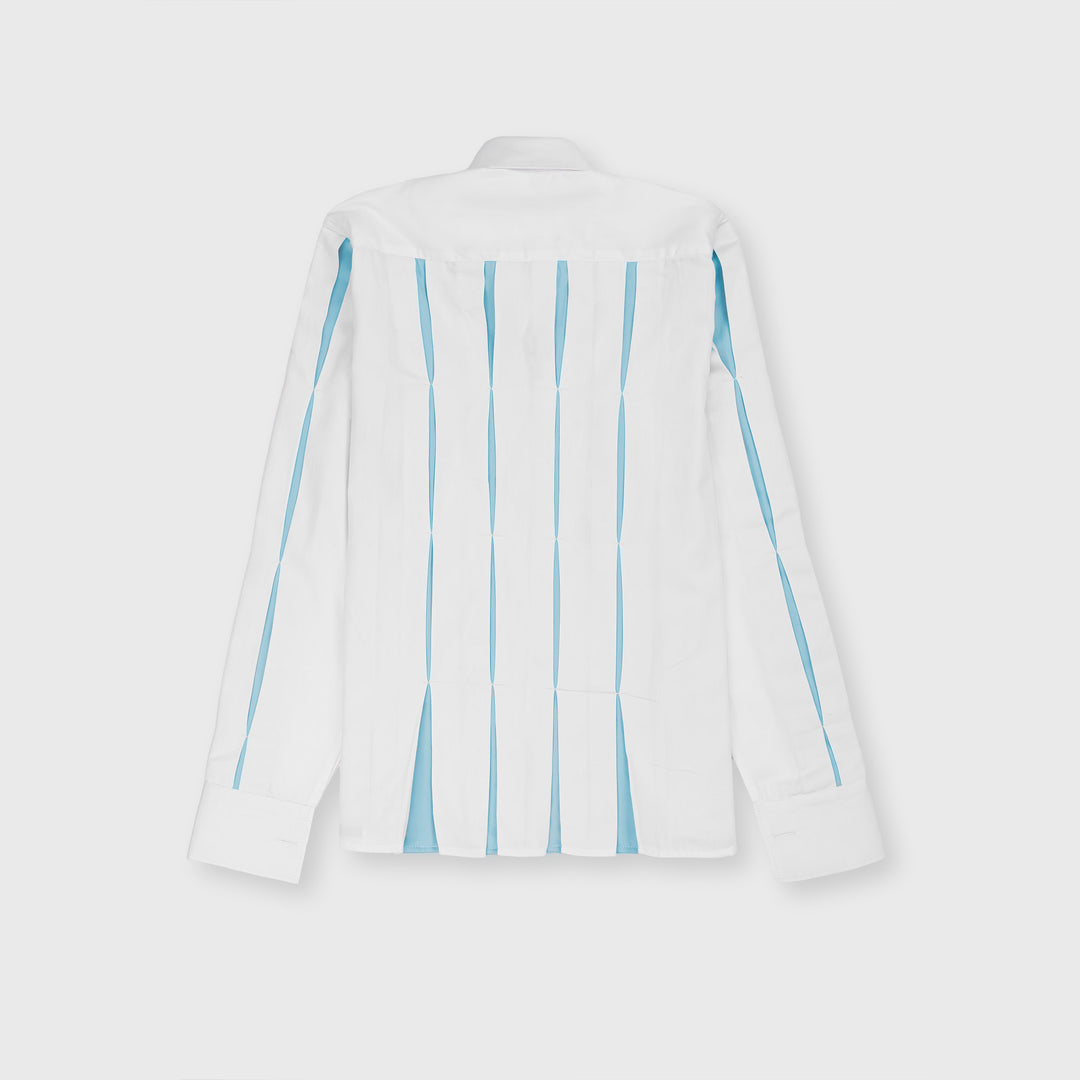 Cropped Pleated Shirt Blue