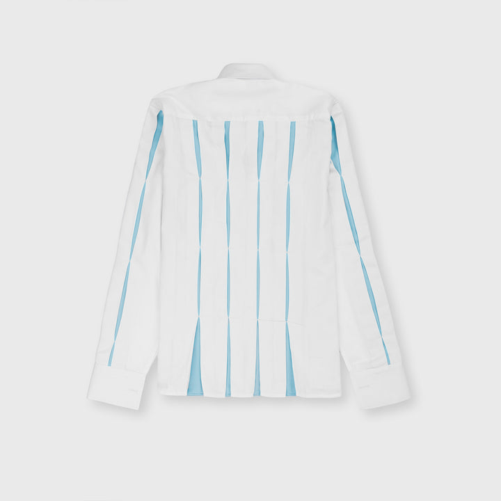 Cropped Pleated Shirt Blue