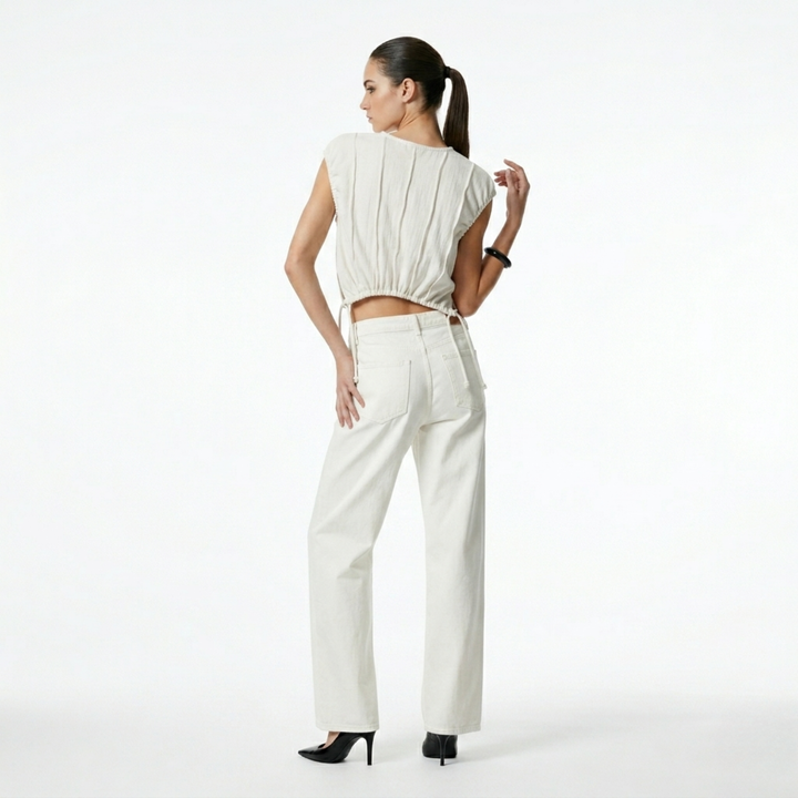 Textured Drawstring Top