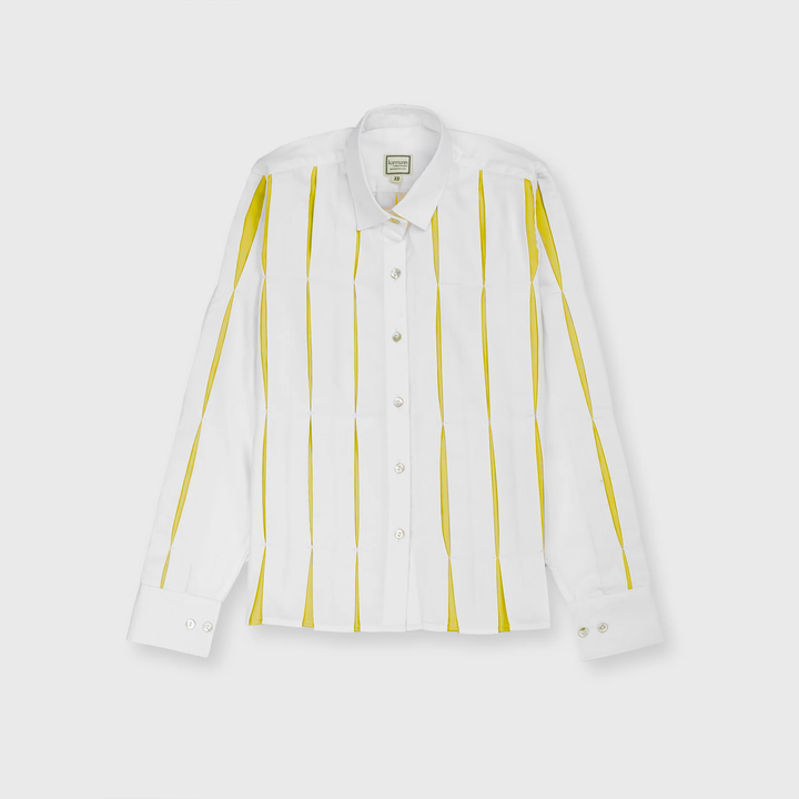 Cropped Pleated Shirt Yellow